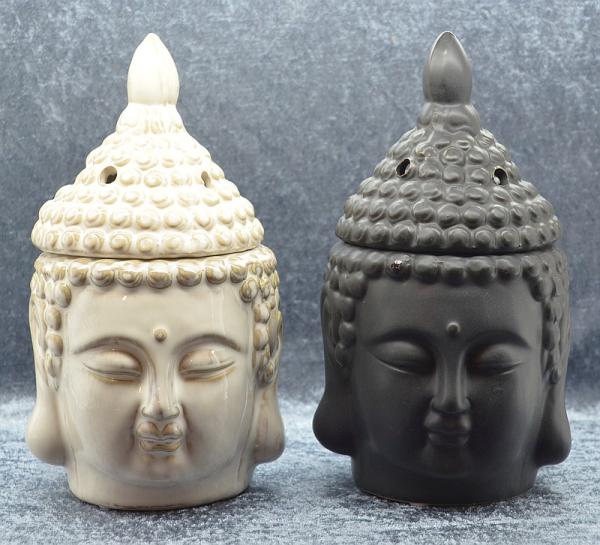 Duftlampe Buddha Kopf, schwarz oder weiß
